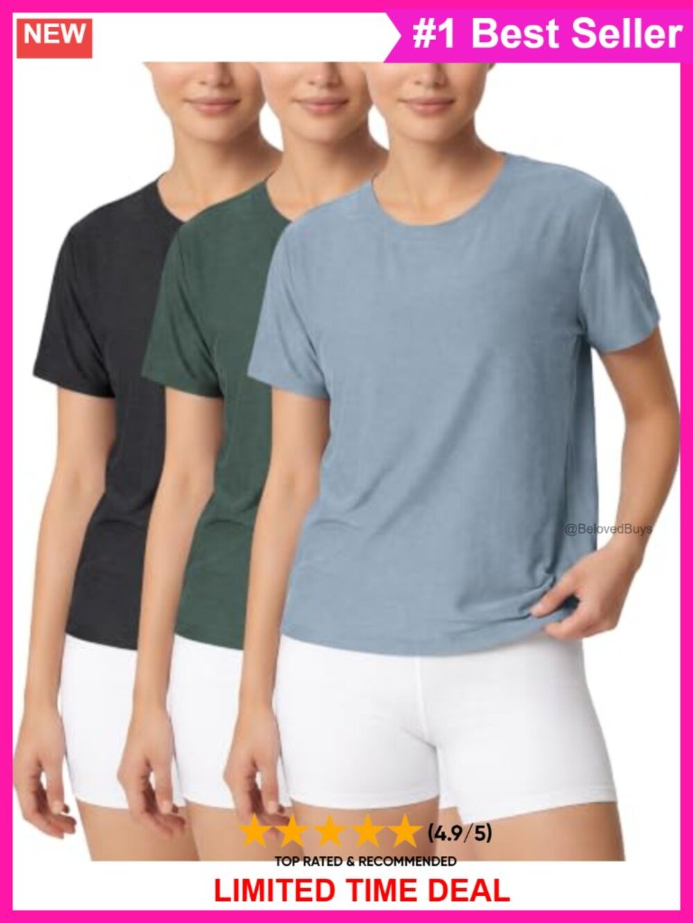 Women's Performance Crew Neck Tee Relaxed Fit Short Sleeve Top